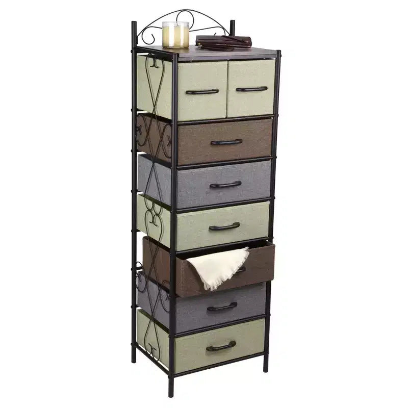 Comodino a 8 cassetti, nero/marrone/bianco/rovere/noce/multicolore, montaggio da 1 persona