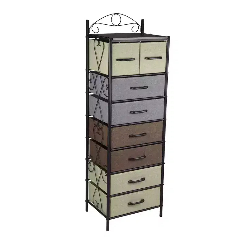 Comodino a 8 cassetti, nero/marrone/bianco/rovere/noce/multicolore, montaggio da 1 persona