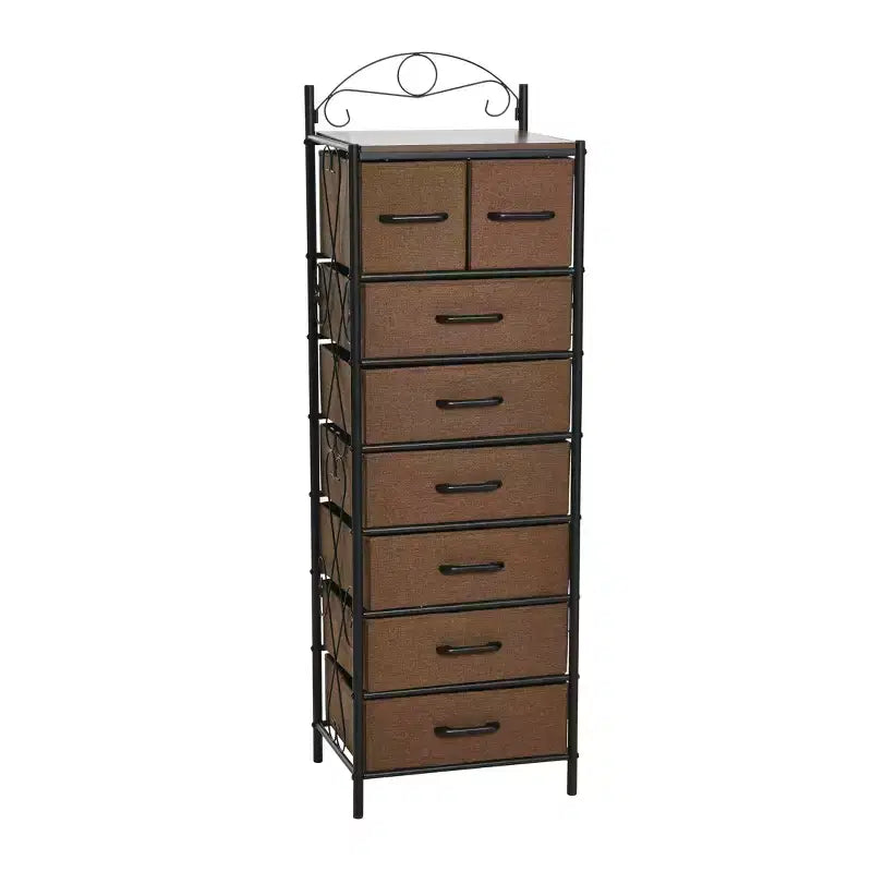 Comodino a 8 cassetti, nero/marrone/bianco/rovere/noce/multicolore, montaggio da 1 persona