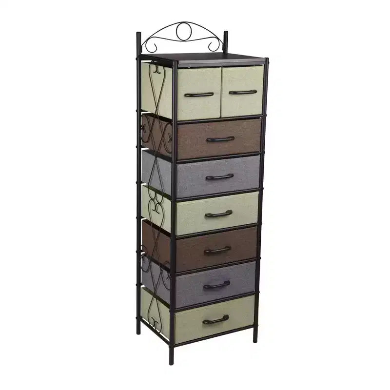 Comodino a 8 cassetti, nero/marrone/bianco/rovere/noce/multicolore, montaggio da 1 persona
