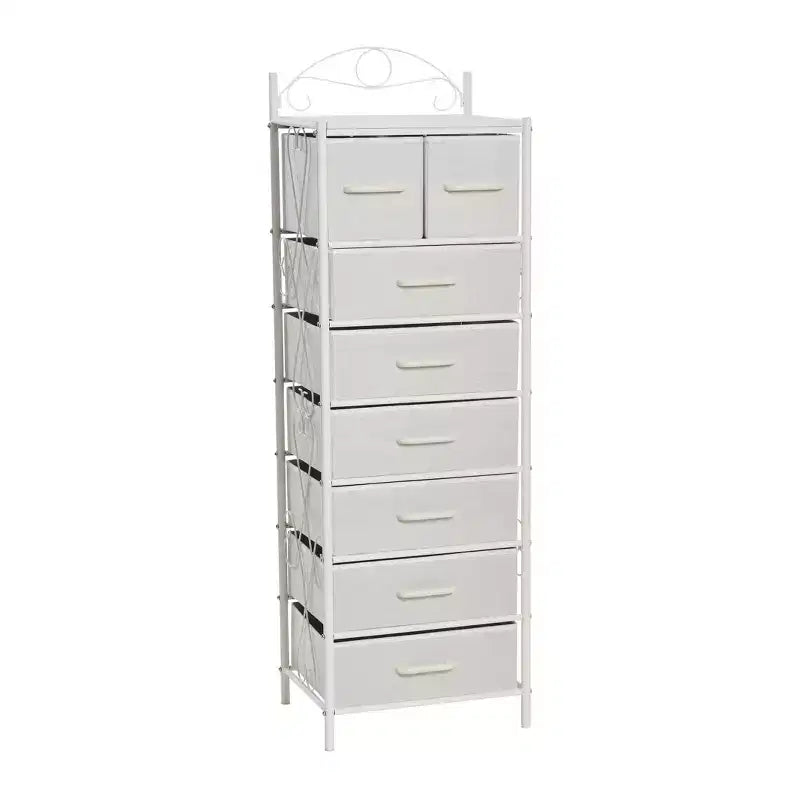 Comodino a 8 cassetti, nero/marrone/bianco/rovere/noce/multicolore, montaggio da 1 persona