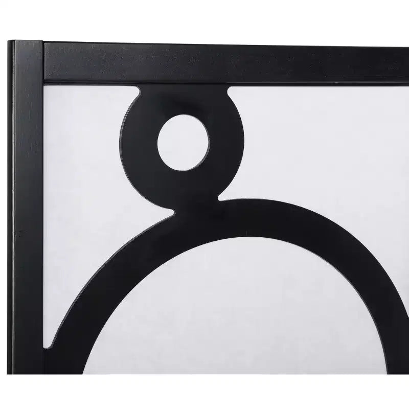 Divisorio a 4 pannelli in legno nero con motivo a cerchi