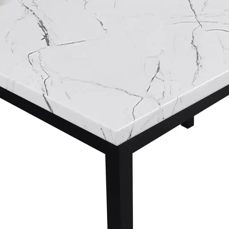 Set da pranzo 5 pezzi in simil marmo bianco e nero, 4 posti