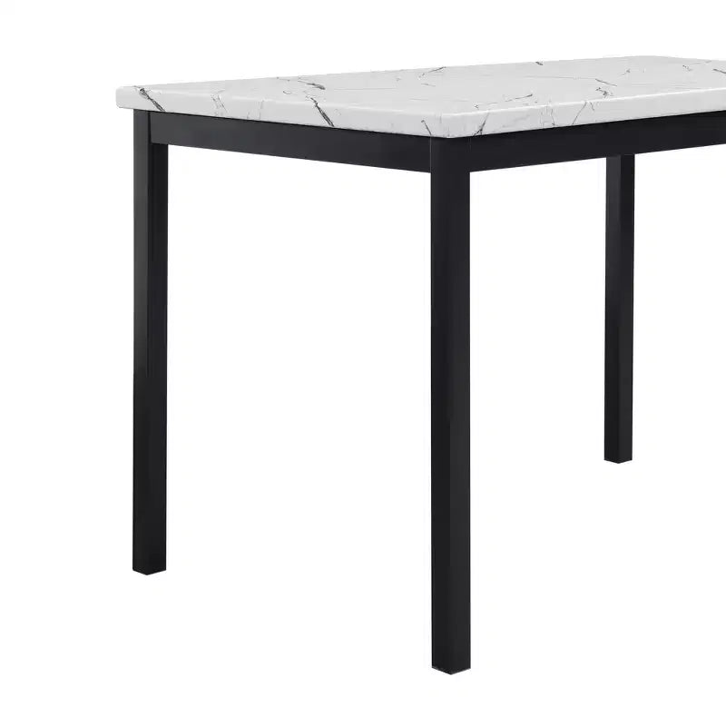 Set da pranzo 5 pezzi in simil marmo bianco e nero, 4 posti