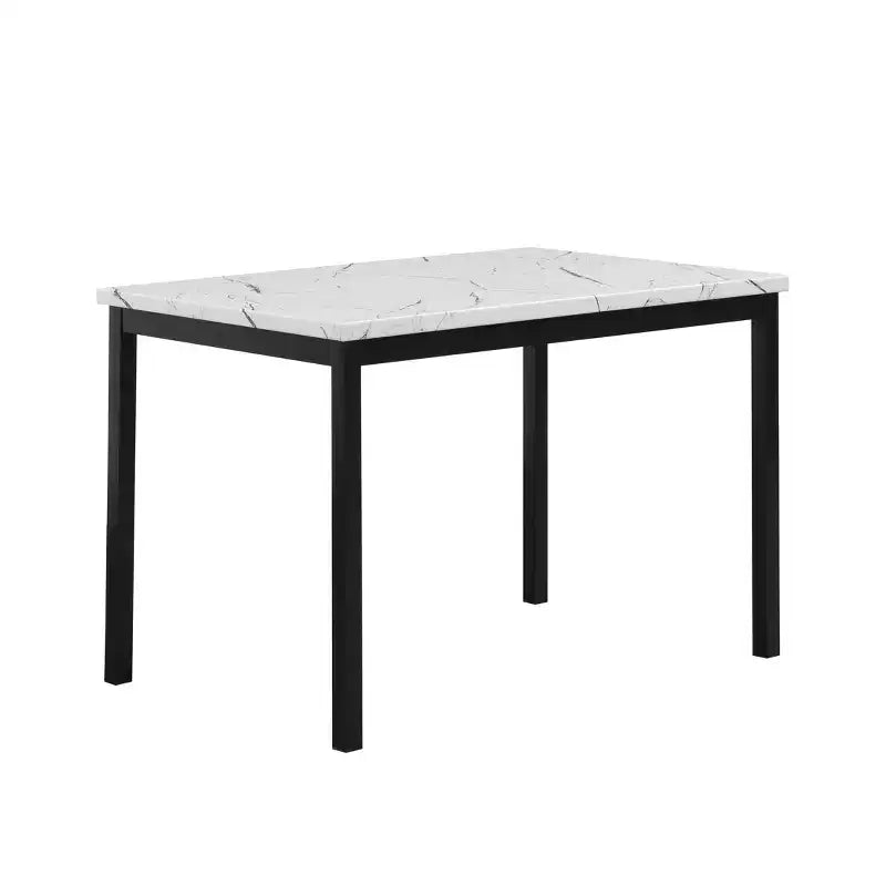 Set da pranzo 5 pezzi in simil marmo bianco e nero, 4 posti