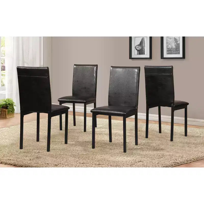 Set da pranzo 5 pezzi in simil marmo bianco e nero, 4 posti