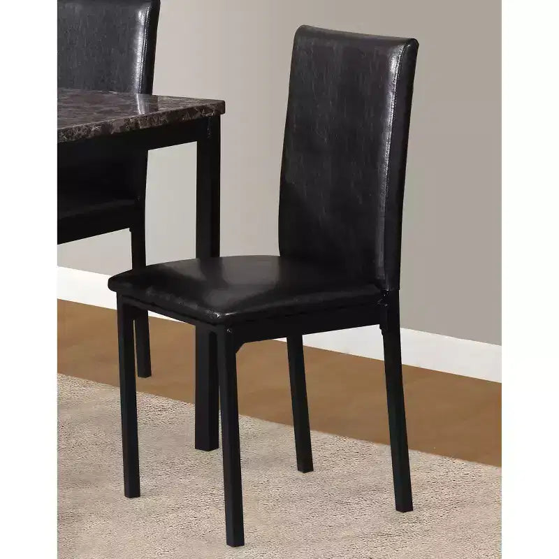 Set da pranzo 5 pezzi in simil marmo bianco e nero, 4 posti