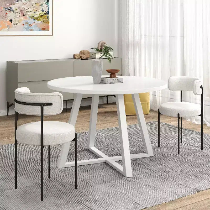 Set da pranzo rotondo di 5 pezzi, Grigio/Bianco, 4 posti a sedere
