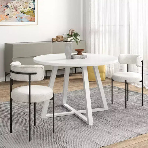 Set da pranzo rotondo di 5 pezzi, Grigio/Bianco, 4 posti a sedere