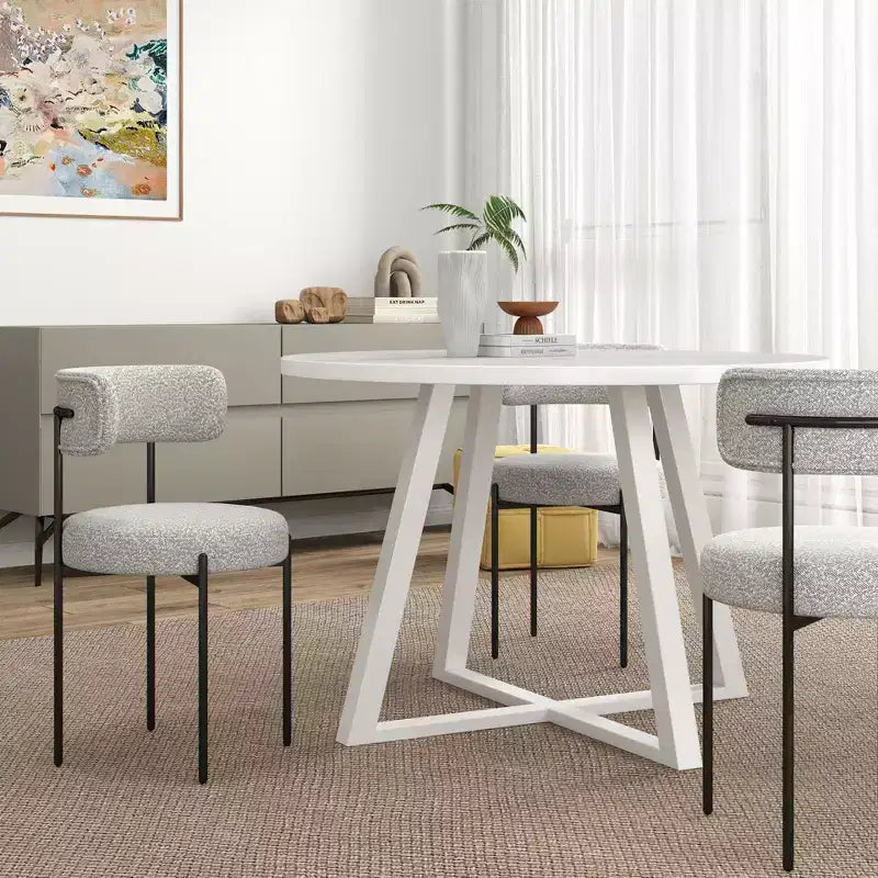 Set da pranzo rotondo di 5 pezzi, Grigio/Bianco, 4 posti a sedere