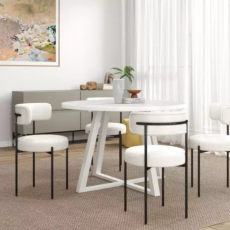 Set da pranzo rotondo di 5 pezzi, Grigio/Bianco, 4 posti a sedere