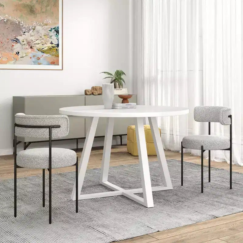 Set da pranzo rotondo di 5 pezzi, Grigio/Bianco, 4 posti a sedere