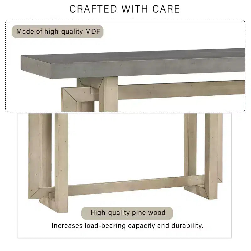 Tavolino da Consolle Moderno Nero / Grigio Scuro / Grigio / Bianco con Gambe Geometriche in Pino, per 1, 150 cm
