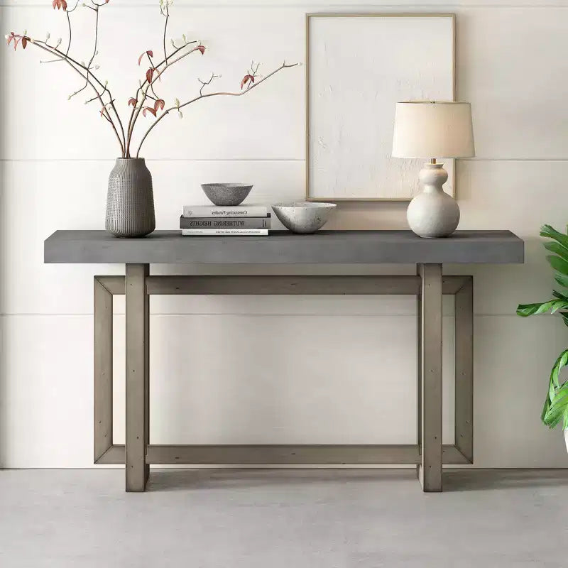 Tavolino da Consolle Moderno Nero / Grigio Scuro / Grigio / Bianco con Gambe Geometriche in Pino, per 1, 150 cm