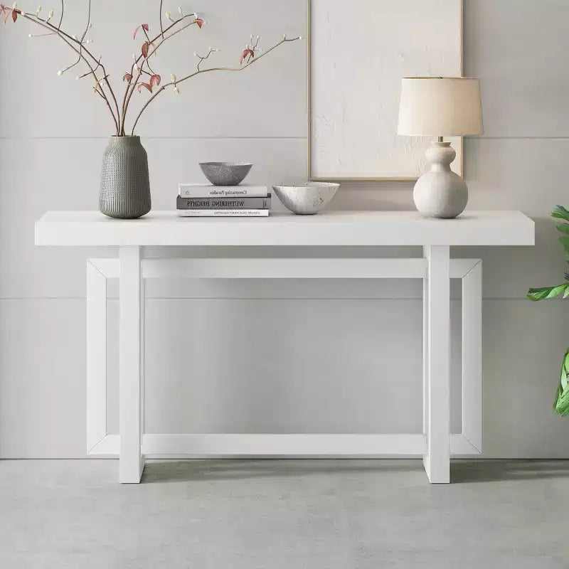 Tavolino da Consolle Moderno Nero / Grigio Scuro / Grigio / Bianco con Gambe Geometriche in Pino, per 1, 150 cm