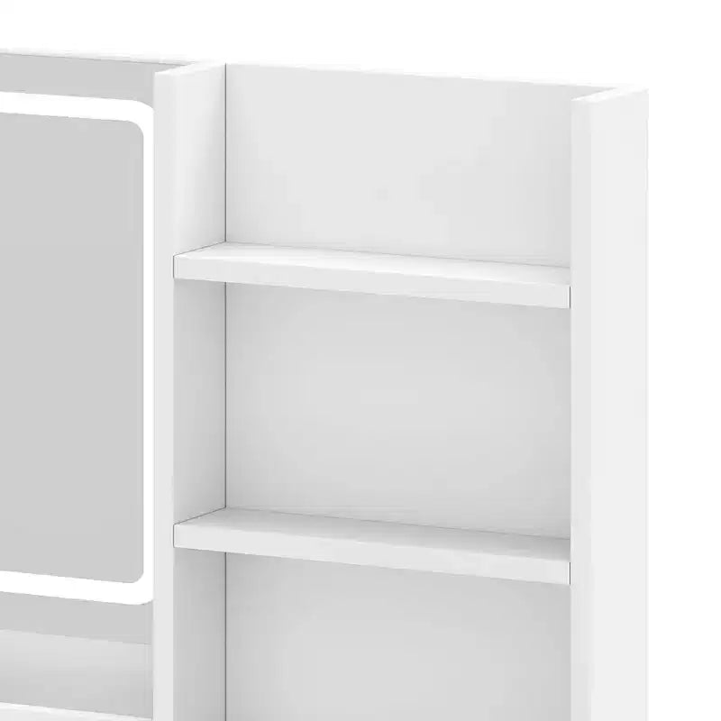 Toeletta con Specchio Illuminato, Rovere/Bianco, Stile Scanalato, 1 Persona