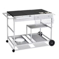 Karl Home 4-Wheel Silver BBQ Cart Stainless Steel Top with Seasoning Tray