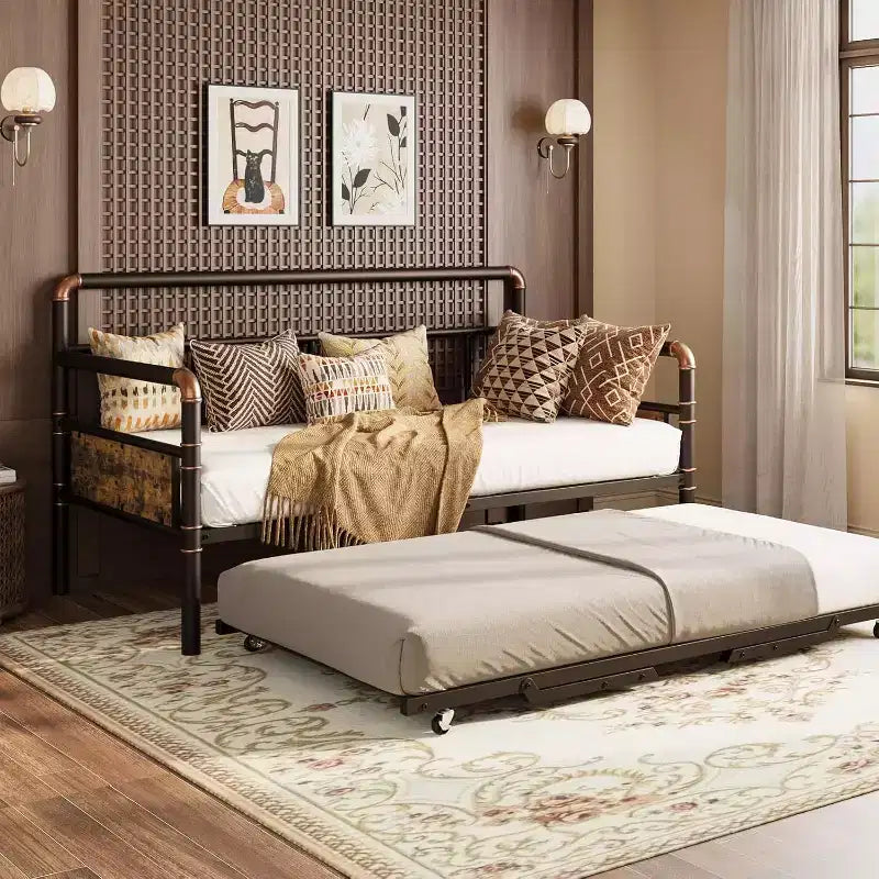 Divano-Letto in Lino Marrone con Letto Estraibile Pop-Up – Posti a Sedere/Letto per un Massimo di 4 Persone