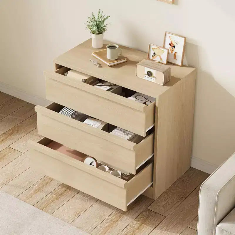 Cassettiera a 3 Cassetti in Rovere Naturale – Cassettiera Contenitore Moderna per Camera da Letto e Soggiorno