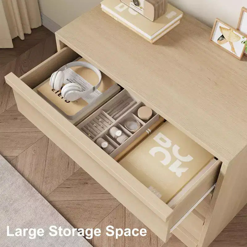 Cassettiera a 3 Cassetti in Rovere Naturale – Cassettiera Contenitore Moderna per Camera da Letto e Soggiorno