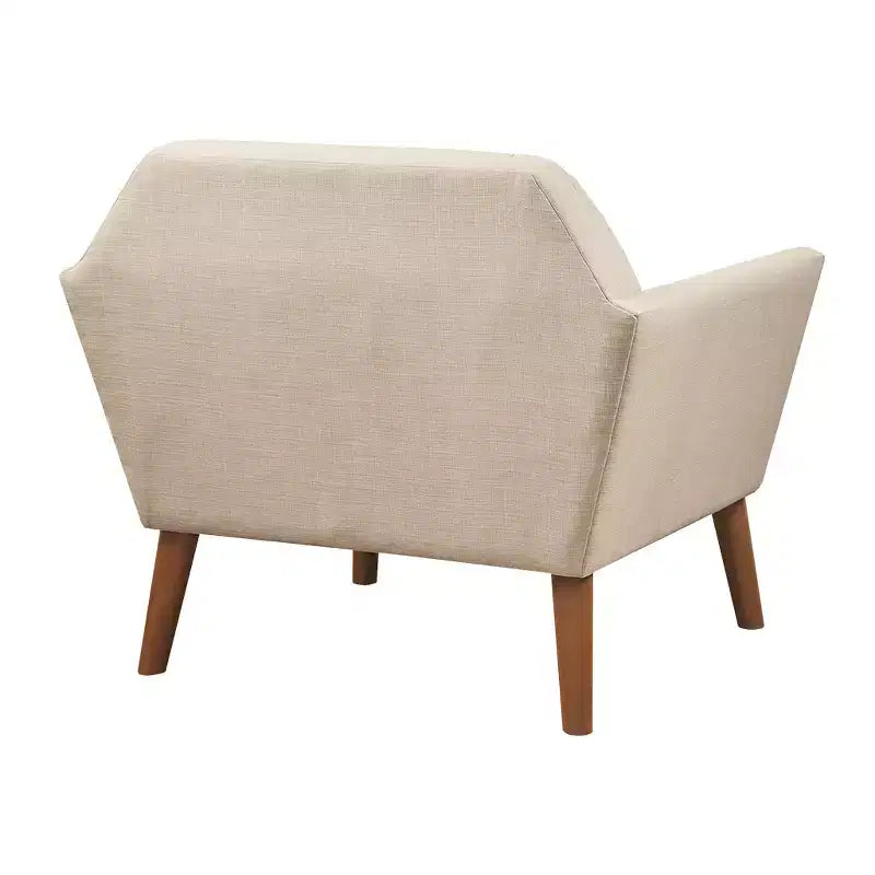Poltrona singola in velluto trapuntato blu, con struttura in legno