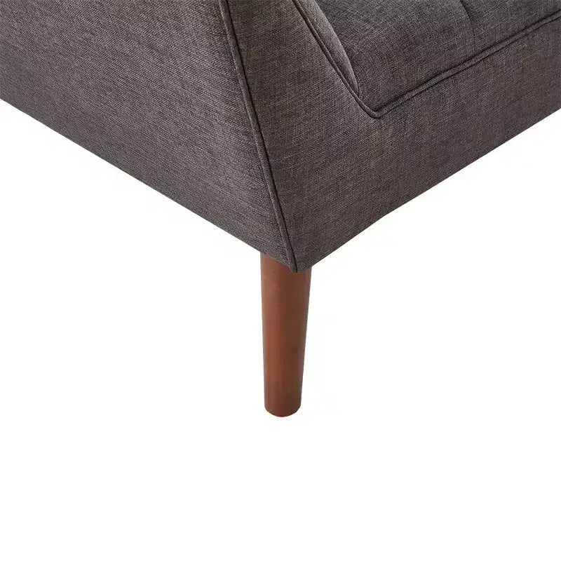 Poltrona singola in velluto trapuntato blu, con struttura in legno