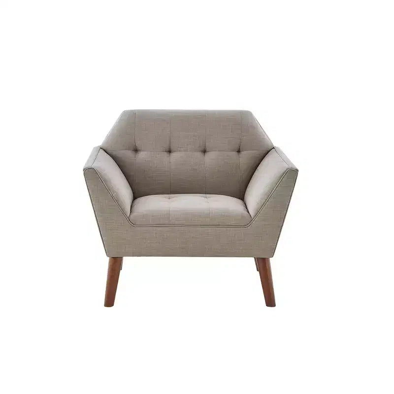 Poltrona singola in velluto trapuntato blu, con struttura in legno