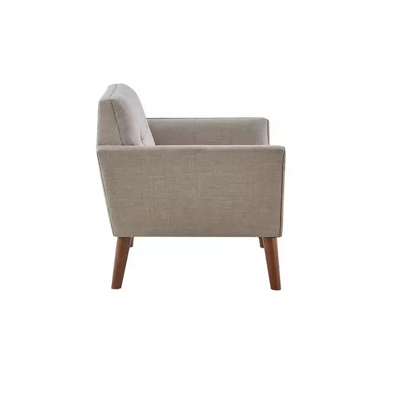 Poltrona singola in velluto trapuntato blu, con struttura in legno