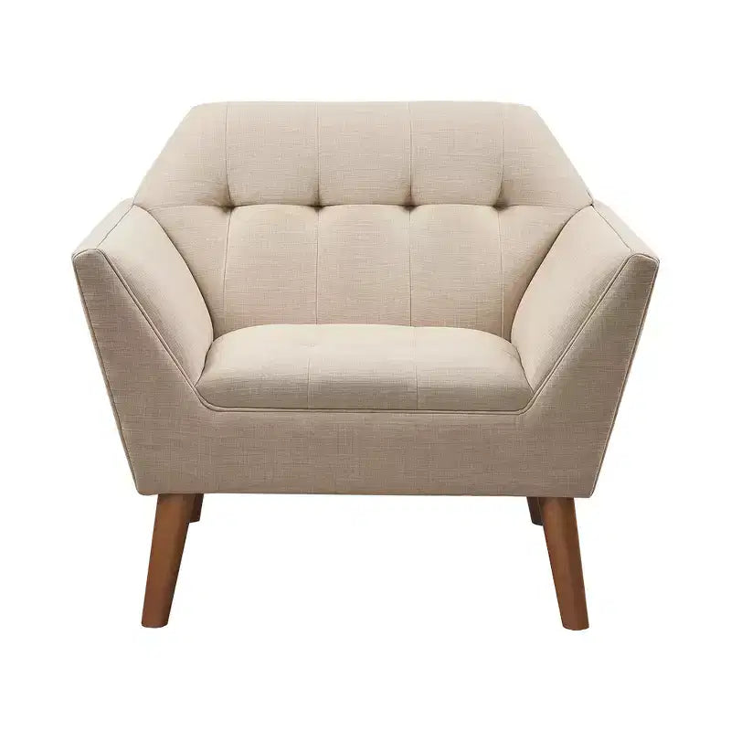 Poltrona singola in velluto trapuntato blu, con struttura in legno