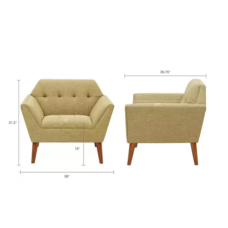 Poltrona singola in velluto trapuntato blu, con struttura in legno