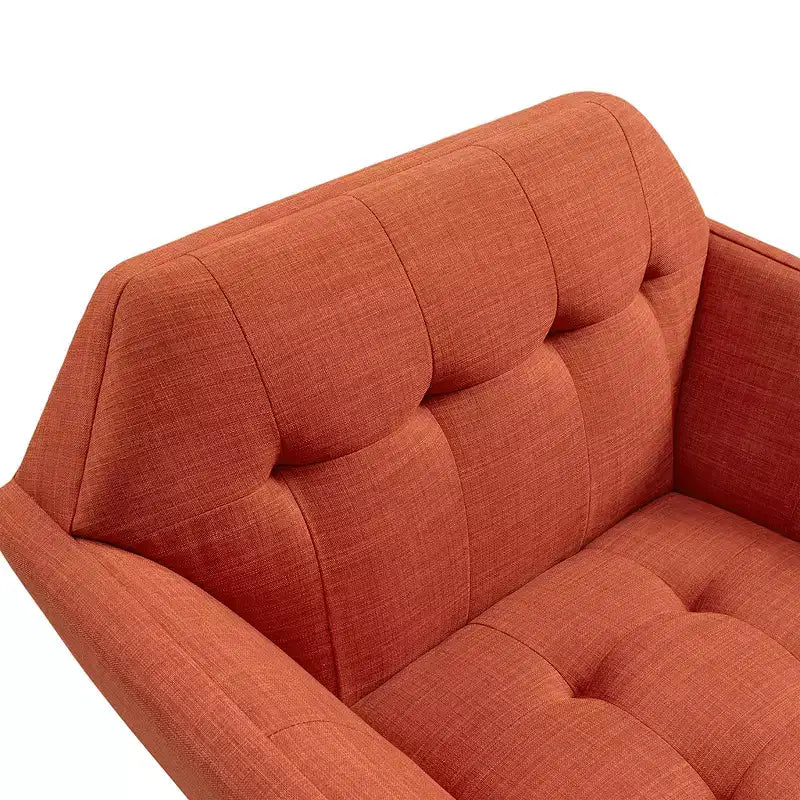 Poltrona singola in velluto trapuntato blu, con struttura in legno