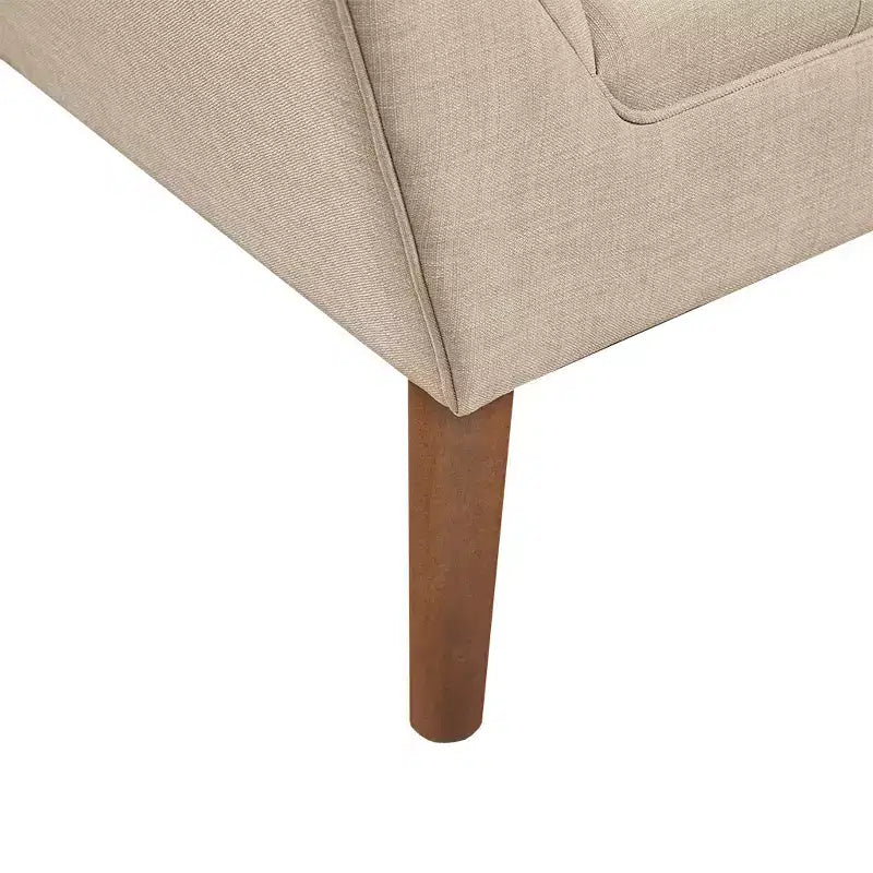 Poltrona singola in velluto trapuntato blu, con struttura in legno