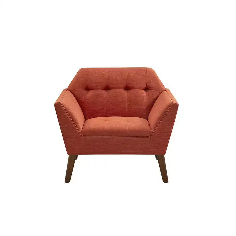 Poltrona singola in velluto trapuntato blu, con struttura in legno