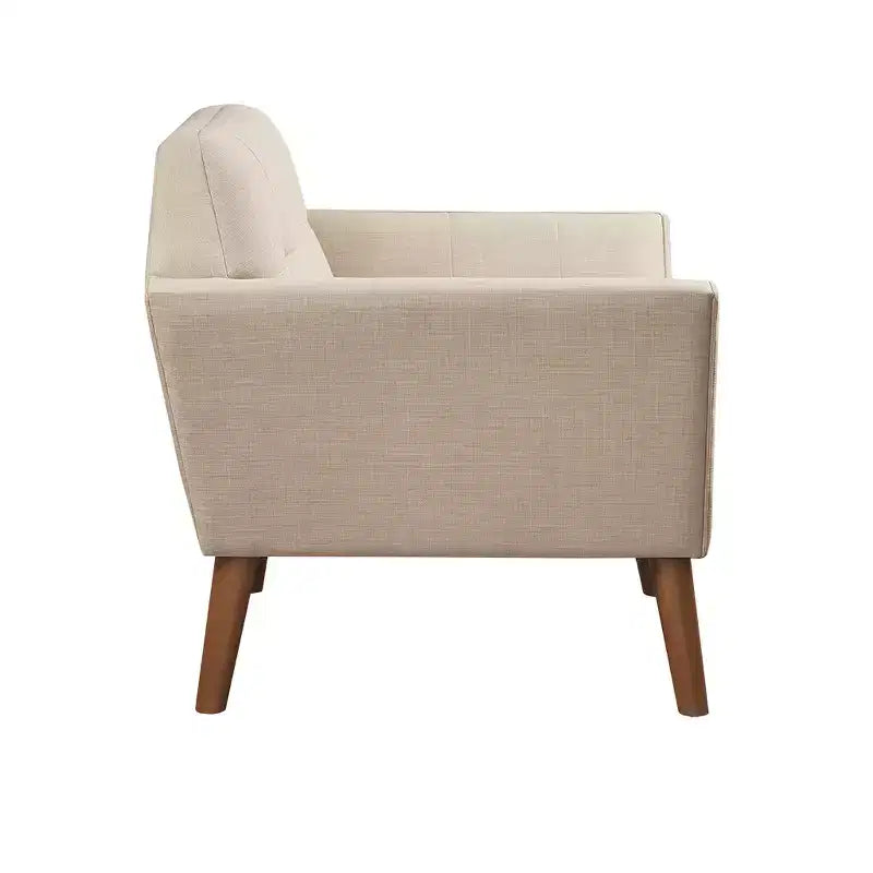 Poltrona singola in velluto trapuntato blu, con struttura in legno