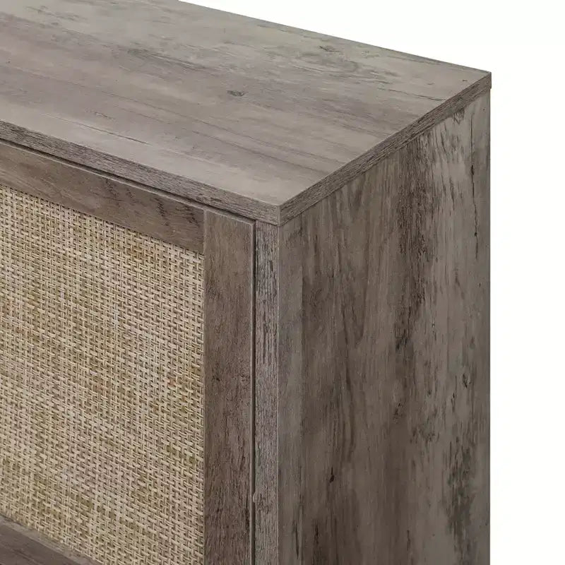 Scarpiera in Rattan Stile Rustico con 4 Ante a Ribalta, Marrone, per 2