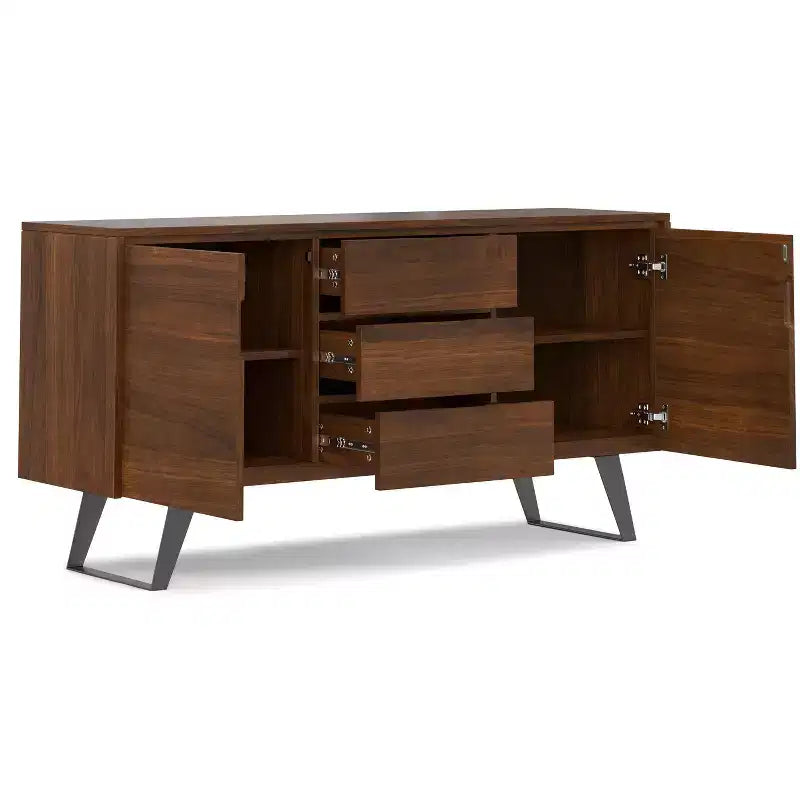 Madia/Buffet Industriale Moderno con Impiallacciatura in Noce, Marrone, 152 cm, Montaggio 1 Persona