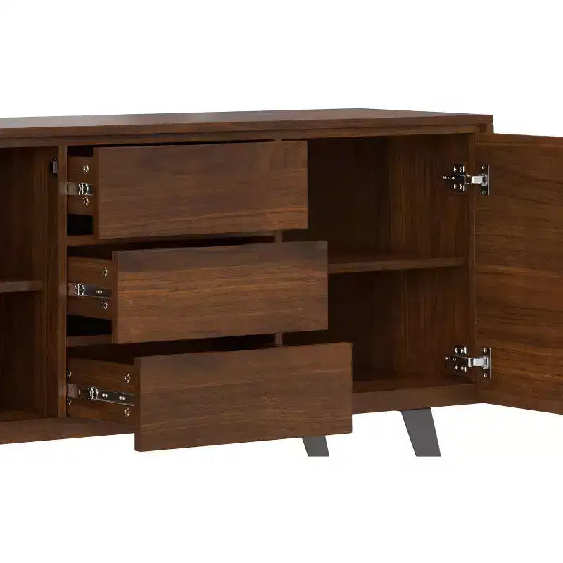 Madia/Buffet Industriale Moderno con Impiallacciatura in Noce, Marrone, 152 cm, Montaggio 1 Persona