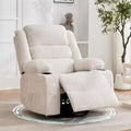360 Swivel Rocker Recliner Chair for Adults, Rocking Manual Glider Sofa with 3 Positions, 2 Cup Holders, 4 Pockets for Living Room, Bedroom