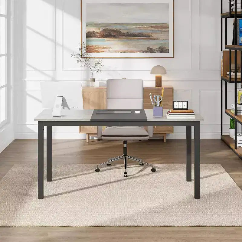 Tavolo da pranzo rettangolare marrone/grigio per 2-6 persone, stile moderno rustico