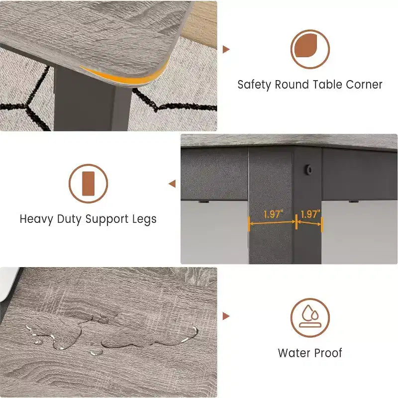 Tavolo da pranzo rettangolare marrone/grigio per 2-6 persone, stile moderno rustico
