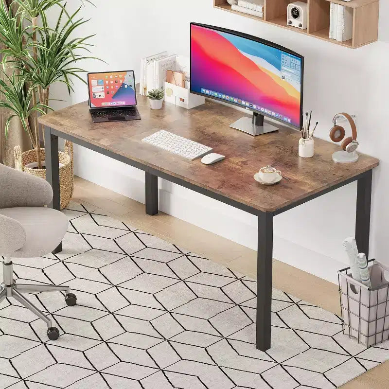 Tavolo da pranzo rettangolare marrone/grigio per 2-6 persone, stile moderno rustico