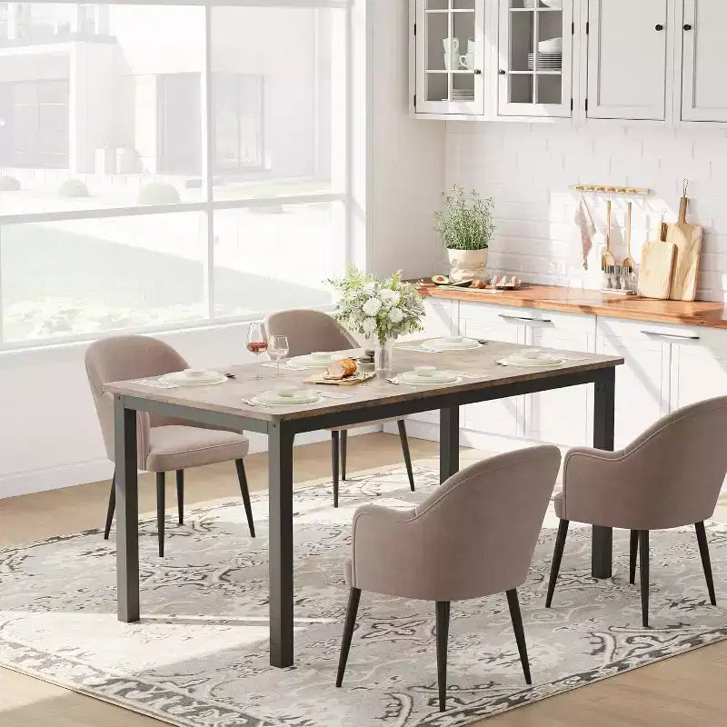 Tavolo da pranzo rettangolare marrone/grigio per 2-6 persone, stile moderno rustico