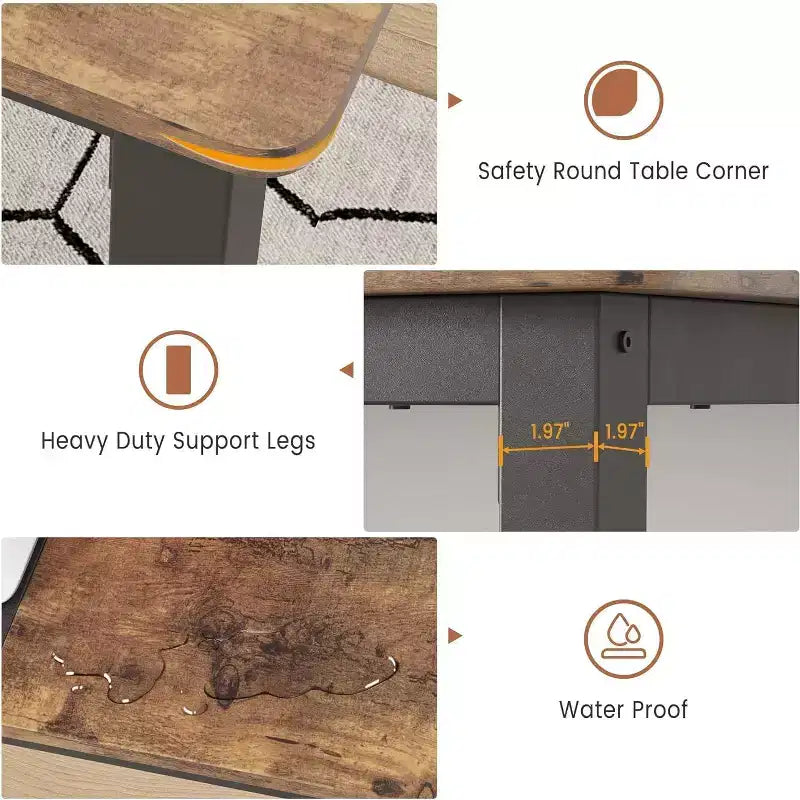 Tavolo da pranzo rettangolare marrone/grigio per 2-6 persone, stile moderno rustico