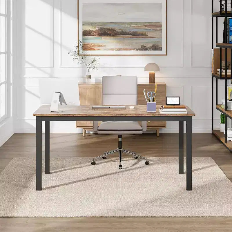 Tavolo da pranzo rettangolare marrone/grigio per 2-6 persone, stile moderno rustico