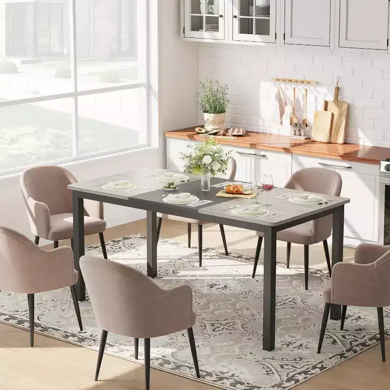 Tavolo da pranzo rettangolare marrone/grigio per 2-6 persone, stile moderno rustico