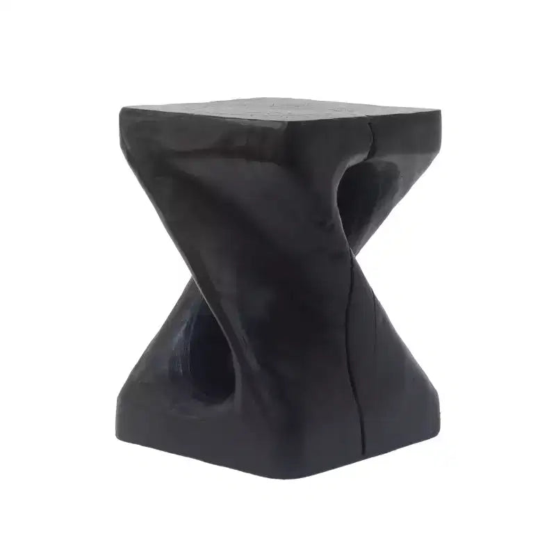 Tavolino d'appoggio a spirale nero/naturale con centro cavo, per 1 persona