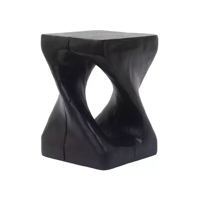 Tavolino d'appoggio a spirale nero/naturale con centro cavo, per 1 persona