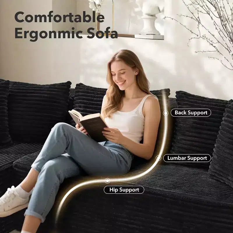 Divano componibile a L Beige / Nero / Grigio con chaise longue, 2 posti modulare