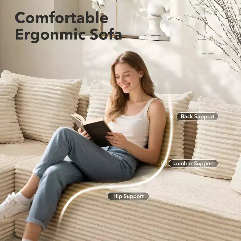 Divano componibile a L Beige / Nero / Grigio con chaise longue, 2 posti modulare