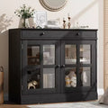 35.4 Modern Sideboard Buffet Cabinet with Glass Door, Storage & Drawers - Versatile Dining Room and Kitchen Storage Solution
